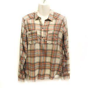 Hollister Women's Long Sleeve Plaid 1/4 Button Up Size Medium See Measurements
